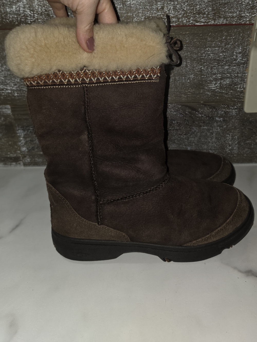 UGG Brown Shearling-Lined Winter Boots